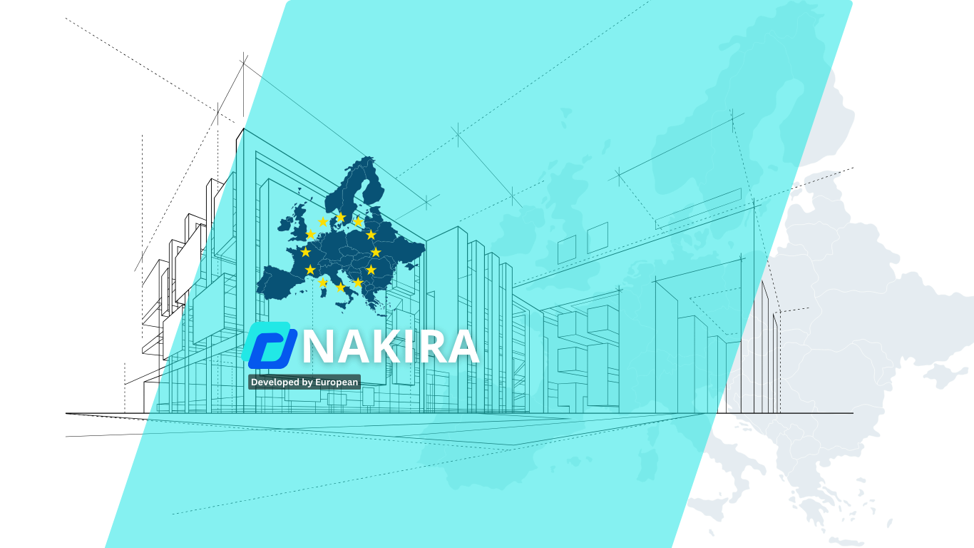 A diagram showing secure data flow under GDPR, representing Nakira.cc's digital sovereignty service.