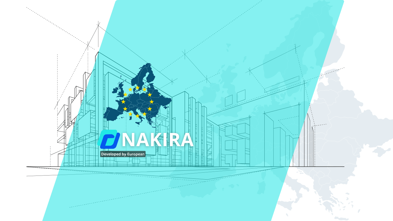 A diagram showing secure data flow under GDPR, representing Nakira.cc's digital sovereignty service.